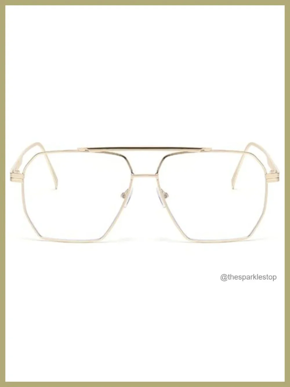 Retro Oversized Square Sunglasses UV400 Protection Metal Frame
